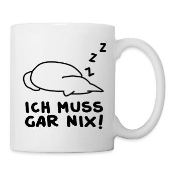 Lustige Schlafende Katze - Tasse - Weiß - Rechts
