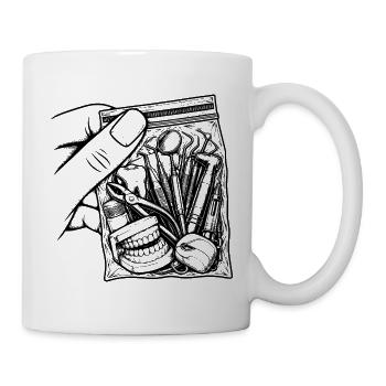 Zahnarzt für Sucht – Pouch Dent Zahnwerkzeuge - Tasse - Weiß - Rechts