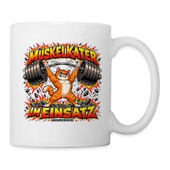 Muskelkater – Trainieren mit Katzenpower - Tasse - Weiß - Rechts
