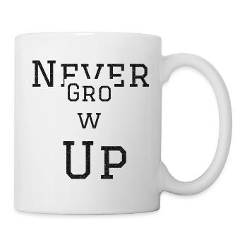 Never Grow Up Glitzer - Tasse - Weiß - Rechts