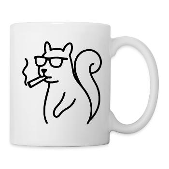 Cooles Eichhörnchen mit Sonnenbrille – Schwarz - Tasse - Weiß - Rechts