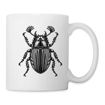 Skarabäus – Schwarze Naturgravur - Tasse - Weiß - Rechts