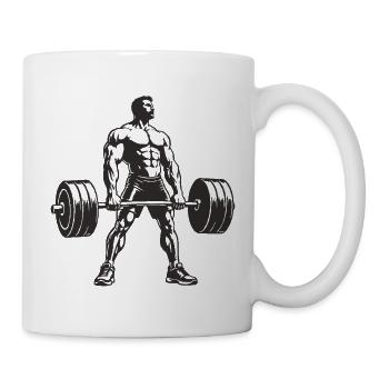 Krafttraining Muskelheld Barbell - Tasse - Weiß - Rechts