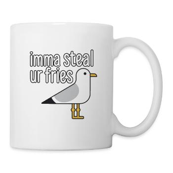 Möwe auf Pommesmission - Tasse - Weiß - Rechts