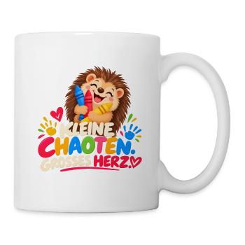 Kleiner Chaot mit Herz – Bunte Kinderzeichnung - Tasse - Weiß - Rechts