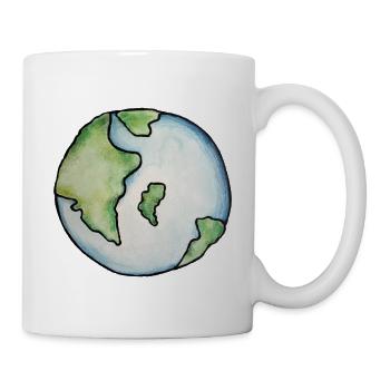 Aquarell-Erdkugel-Druck - Tasse - Weiß - Rechts
