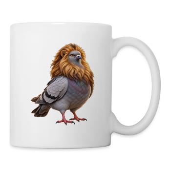 Löwentaube – Lustige Mähnentaube - Tasse - Weiß - Rechts