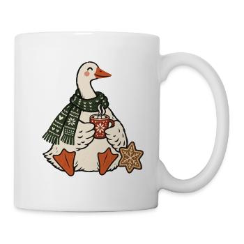 Weihnachtsgans Kakao Hygge Winter Wichtelgeschenk - Tasse - Weiß - Rechts