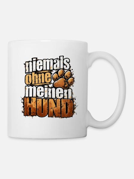 Niemals ohne meinen Hund – Pfotenliebe - Tasse - Weiß