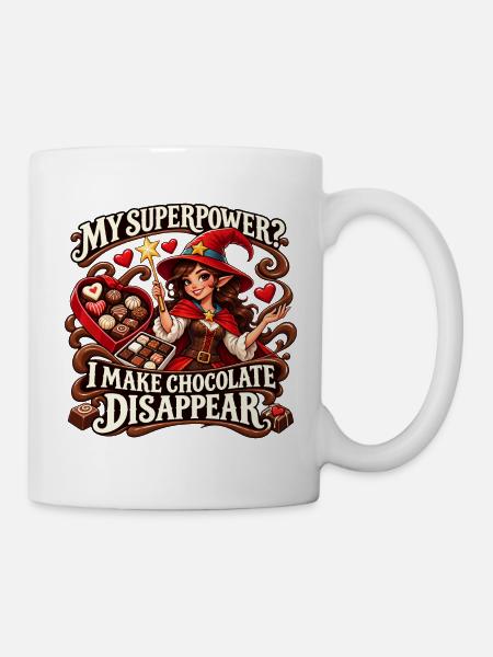 Meine Superkraft? Schokoladen-Verschwinde-Hexe - Tasse - Weiß