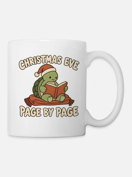 Lesende Schildkröte am Heiligabend - Tasse - Weiß