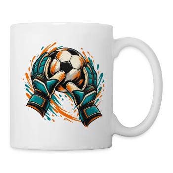 Vivid Soccer-Torwart-Rettungs-Grafik - Tasse - Weiß - Rechts
