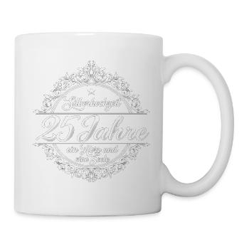 Silberhochzeit – 25 Jahre ein Herz und eine Seele - Tasse - Weiß - Rechts