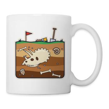 Dinosaurier-Ausgrabung mit gehörntem Schädel - Tasse - Weiß - Rechts