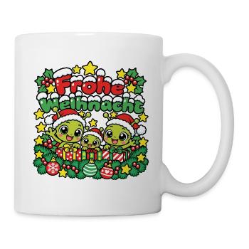 Frohe Weihnachten Alienfamilie - Tasse - Weiß - Rechts