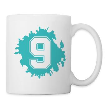 Neun im Neon-Splash - Tasse - Weiß - Rechts