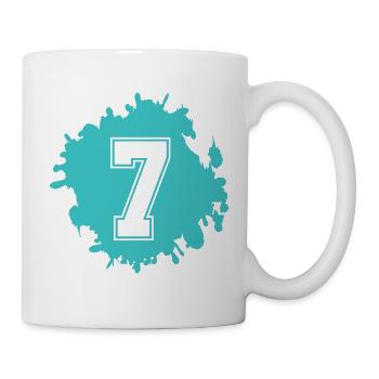 Türkis-Sieben Tinten-Splash - Tasse - Weiß - Rechts