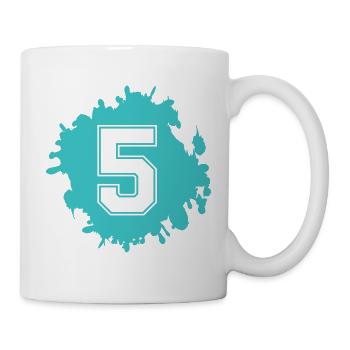 Zahl 5 Spritzkunst - Tasse - Weiß - Rechts