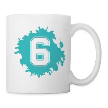Sechs im Farbspritzer - Tasse - Weiß - Rechts