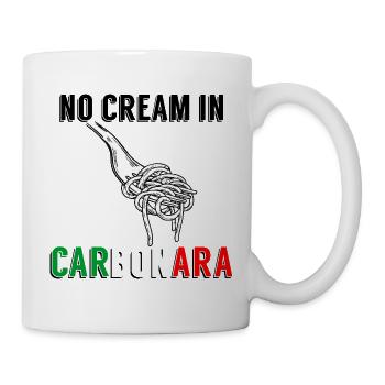 No Cream in Carbonara – Italienischer Pasta-Humor - Tasse - Weiß - Rechts
