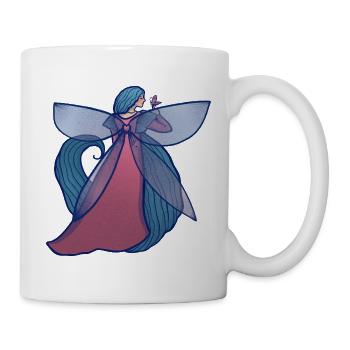 Azurblaue Fee im Abendrosa Kleid - Tasse - Weiß - Rechts