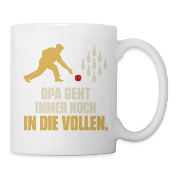Opa geht immer noch in die Vollen – Kegeln Opa - Tasse - Weiß - Rechts
