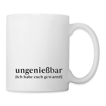 Lustiger Spruch für die Arbeit: ungenießbar - Tasse - Weiß - Rechts