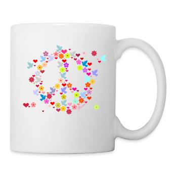 Blumenkinder Frieden / flower power peace (DDP) - Tasse - Weiß - Rechts