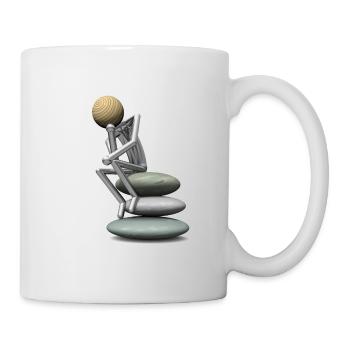 Holzkopf als Denker - Tasse - Weiß - Rechts