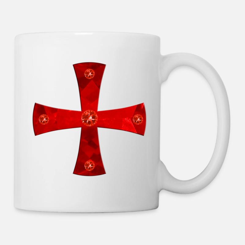 Croix de Chevalier Templier avec des gemmes - Mug blanc - blanc