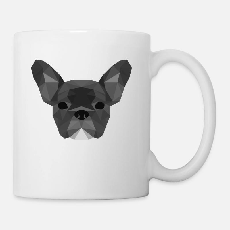 Low Poly Frenchie grey - Tasse - Weiß