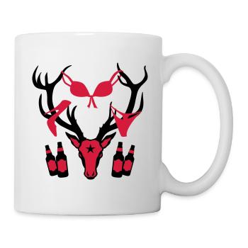 62 Macho Hirsch on Tour Geweih Beute Bier Boys - Tasse - Weiß - Rechts