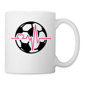Fußball Herzschlag Frequenz Puls ekg fußballer - Tasse - Weiß - Rechts
