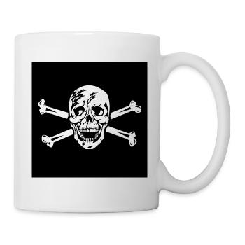 Totenkopf / Skull für Buttons Anstecker Halloween - Tasse - Weiß - Rechts