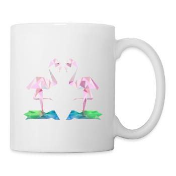 Low-Poly-Flamingo - Tasse - Weiß - Rechts