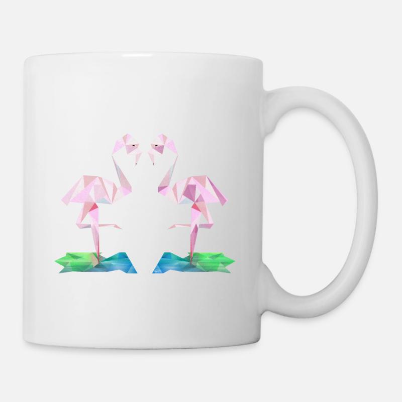 Low-Poly Flamingos - Mug - white