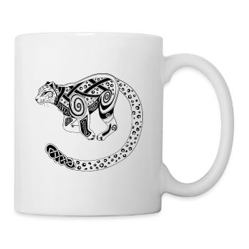 Keltischer Schneeleopard / Celtic Snow Leopard - Tasse - Weiß - Rechts