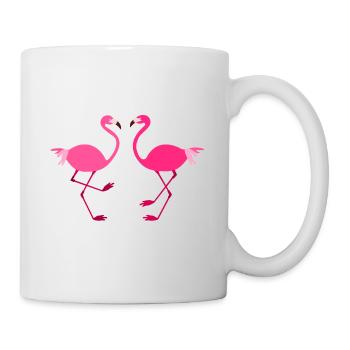 Flamingos birds pink animals - Mug - white - Right