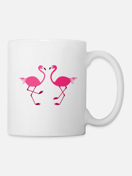 Flamingos birds pink animals - Mug - white