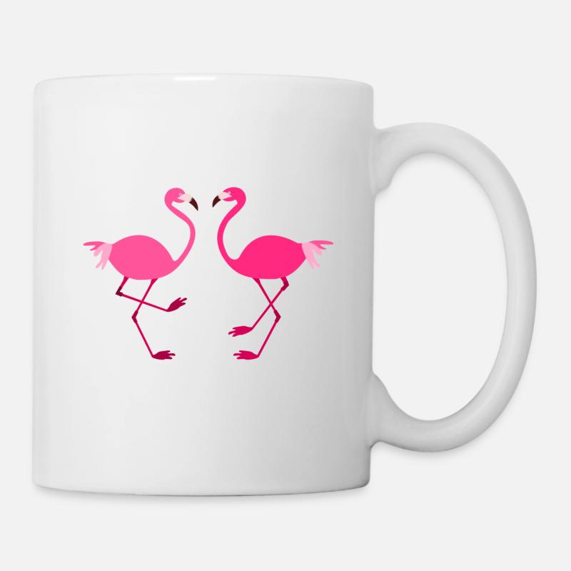 Flamants roses oiseaux animaux - Mug blanc - blanc