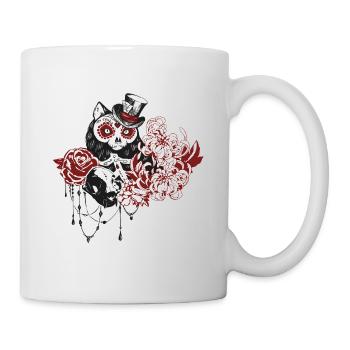 Schädel Katze - Tasse - Weiß - Rechts