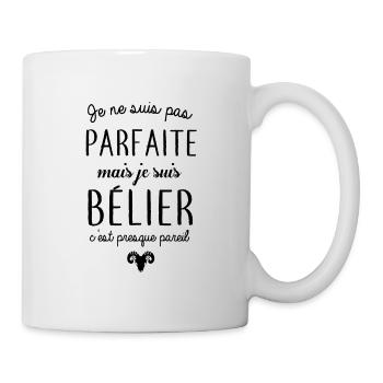 Je ne suis pas parfaite mais je suis bélier - Mug blanc - blanc - Droite