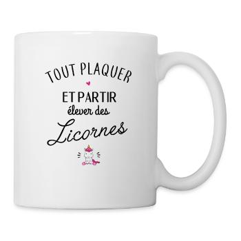 Partir élever des licornes - Mug blanc - blanc - Droite