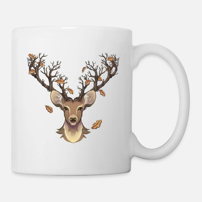 Hirsch im Herbst - Tasse - Weiß