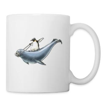 shirt motiv pinguin seelöwe surfen nordic surfing - Tasse - Weiß - Rechts