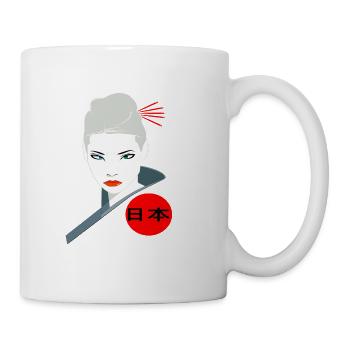 Japan Japanese woman angry Ninja fighter Asian girl - Mug - white - Right