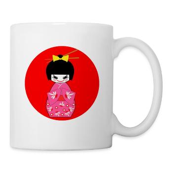 Kimono Fille Japon Japonais Rose Rouge - Mug blanc - blanc - Droite
