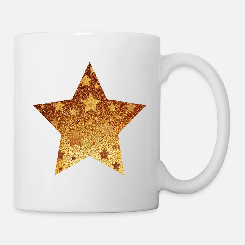 Stern mit Sternchen - Gold Geschenk Geschenkidee - Tasse - Weiß