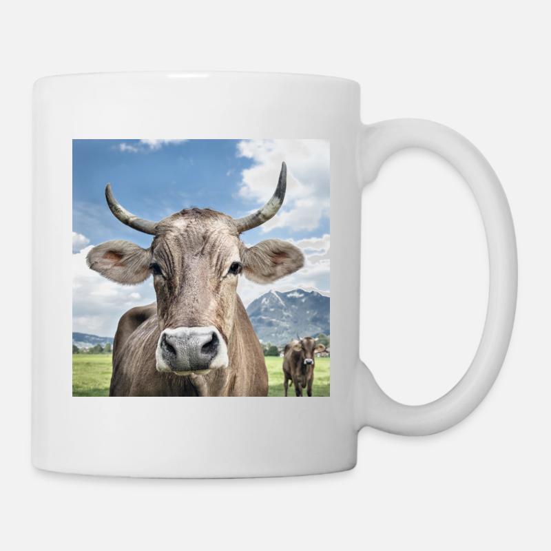 Kuh vor dem Grünten - Tasse - Weiß