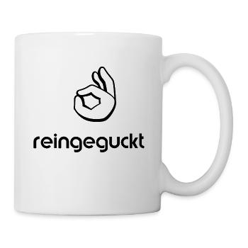 reingeguckt Emoji Handzeichen lustig - Tasse - Weiß - Rechts